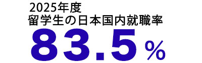 2025年度留学生の日本国内就職率83.5%